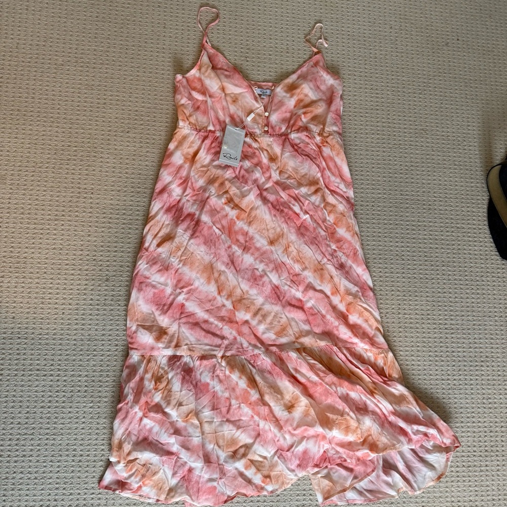 Rails Pink and Orange Tie-Dye Midi Dress
